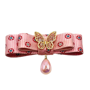 CC Grenadine Butterfly Vintage Silk Necktie Bar Brooch