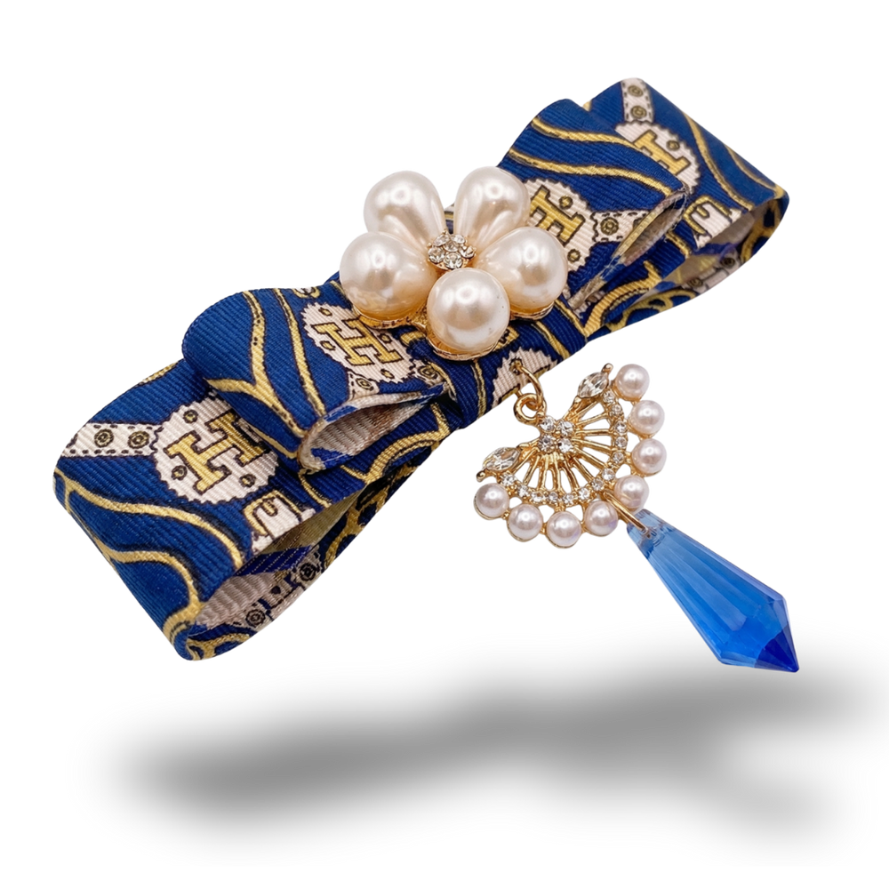 Equestrian Vintage Silk Necktie Bar Brooch