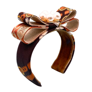 Belt & Buckle Flower Vintage Silk Necktie Cuff Bracelet