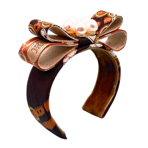 Belt & Buckle Flower Vintage Silk Necktie Cuff Bracelet