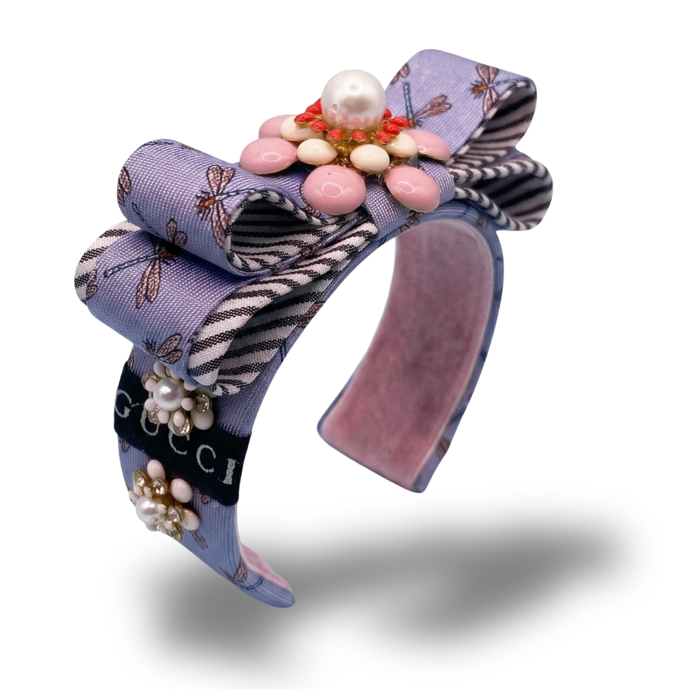 Dragonfly Vintage Silk Necktie Cuff Bracelet