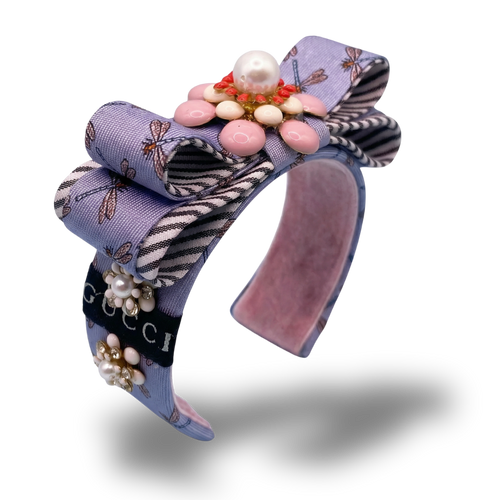 Dragonfly Vintage Silk Necktie Cuff Bracelet