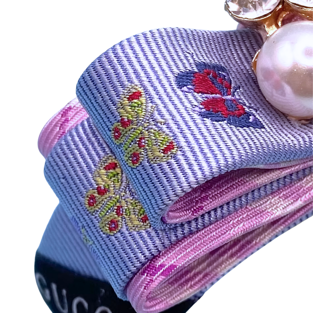 Butterfly Vintage Silk Necktie Cuff Bracelet