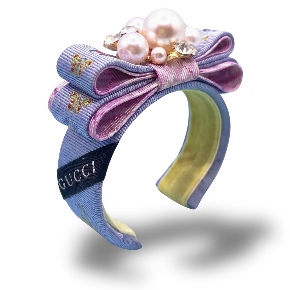 Butterfly Vintage Silk Necktie Cuff Bracelet