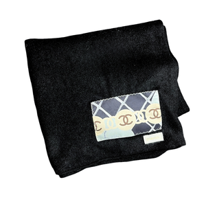 CC Camellia Noir Vintage Silk Scarf & Cashmere Shawl