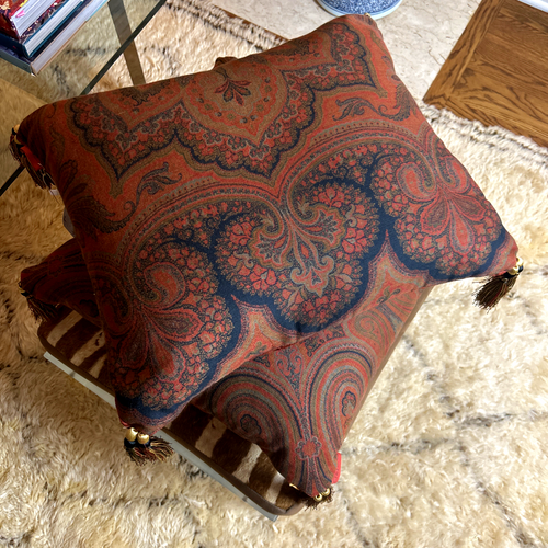 Cinnabar Paisley Vintage Cashmere Scarf Pillows