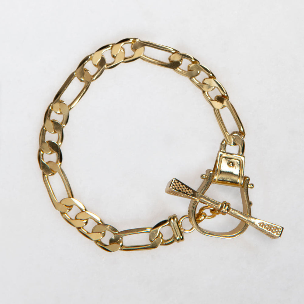 Cortina - Cuban Chain Western Stirrup Bracelet in Gold