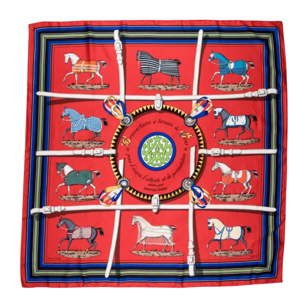 Couvertures et Tenues du Jour Vintage Silk Scarf & Cashmere Throw Blanket