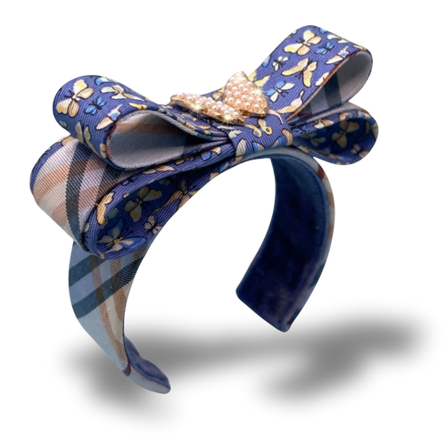 Butterfly Vintage Silk Necktie Cuff Bracelet