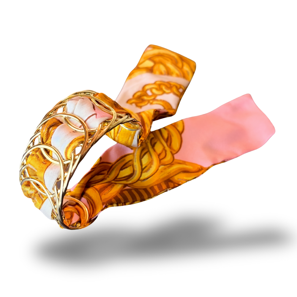CC Buttons Pink Vintage Scarf Cuff Bracelet