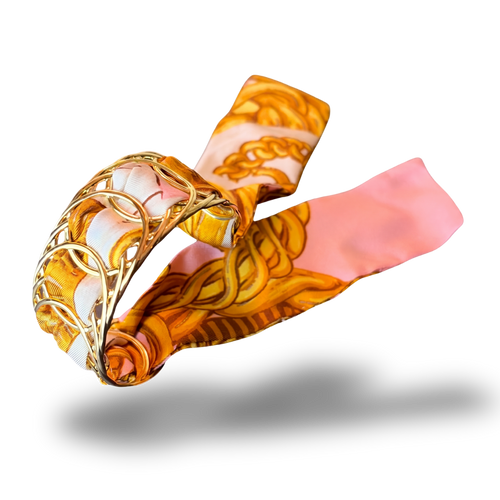 CC Buttons Pink Vintage Scarf Cuff Bracelet