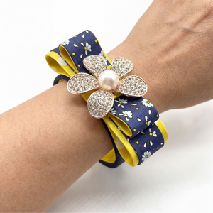 Daisy Vintage Silk Necktie Cuff Bracelet