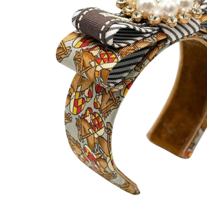 Jockey Pattern Vintage Silk Necktie Cuff Bracelet