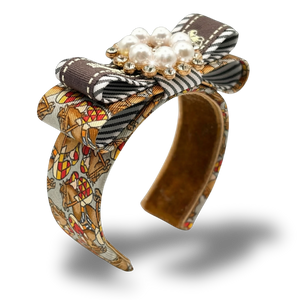 Jockey Pattern Vintage Silk Necktie Cuff Bracelet