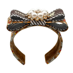 Jockey Pattern Vintage Silk Necktie Cuff Bracelet