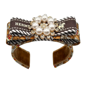 Jockey Pattern Vintage Silk Necktie Cuff Bracelet