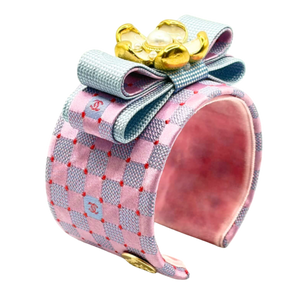 CC Checkerboard Silk Necktie Cuff Bracelet