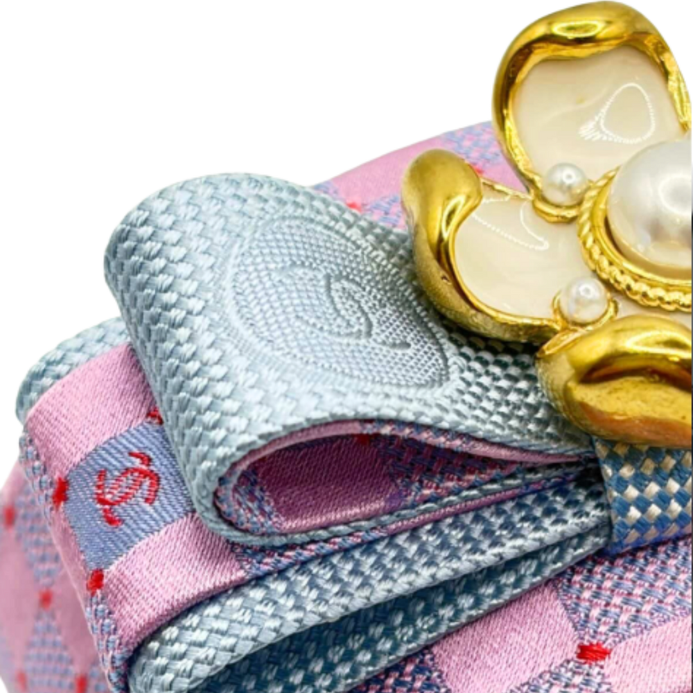 CC Checkerboard Silk Necktie Cuff Bracelet