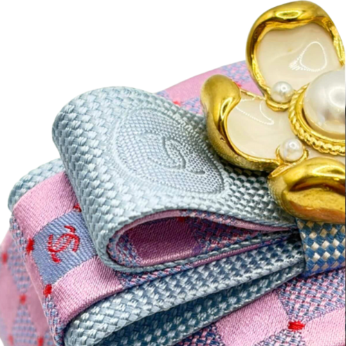 CC Checkerboard Silk Necktie Cuff Bracelet
