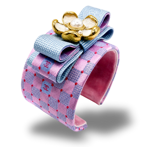CC Checkerboard Silk Necktie Cuff Bracelet