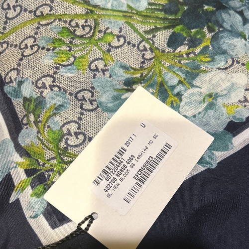 GG Logo Blooms Blue Vintage Scarf Crossbody Bag