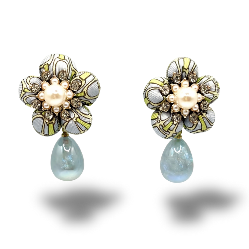 Stirrup Vintage Silk Necktie Drop Earrings