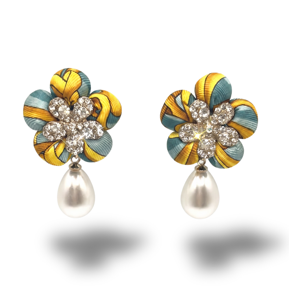 Equestrian Vintage Silk Necktie Drop Earrings