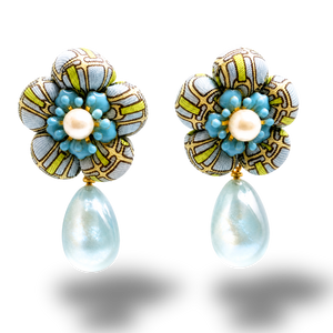 Stirrup Vintage Silk Necktie Drop Earrings