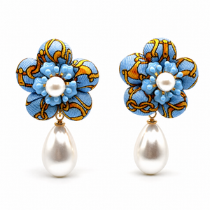 Horsebit Vintage Silk Necktie Drop Earrings