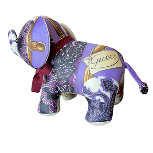 Purple Paisley Bamboo Vintage Silk Scarf Lucky Elephant