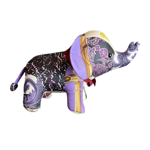 Purple Paisley Bamboo Vintage Silk Scarf Lucky Elephant