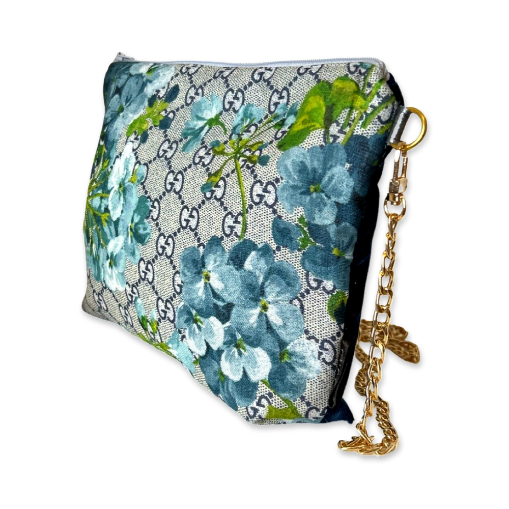 GG Logo Blooms Blue Vintage Scarf Crossbody Bag