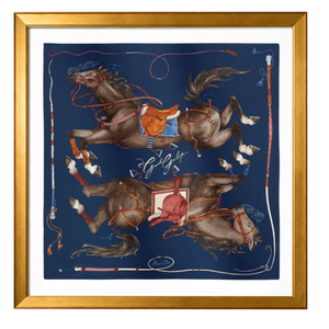 Grand Galop Vintage Framed Silk Scarf 42"