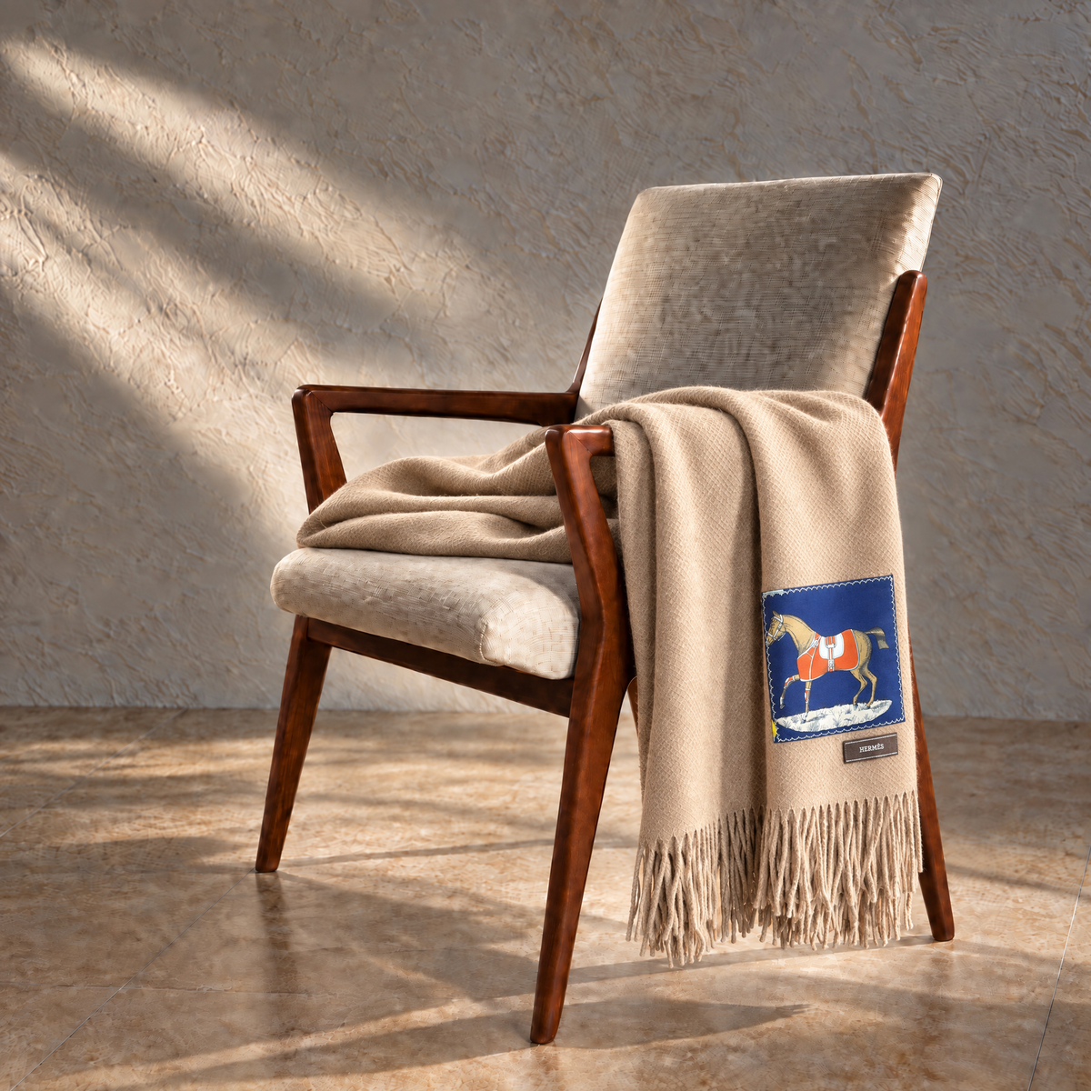 Couvertures et Tenues du Jour Vintage Silk Scarf & Cashmere Throw Blanket