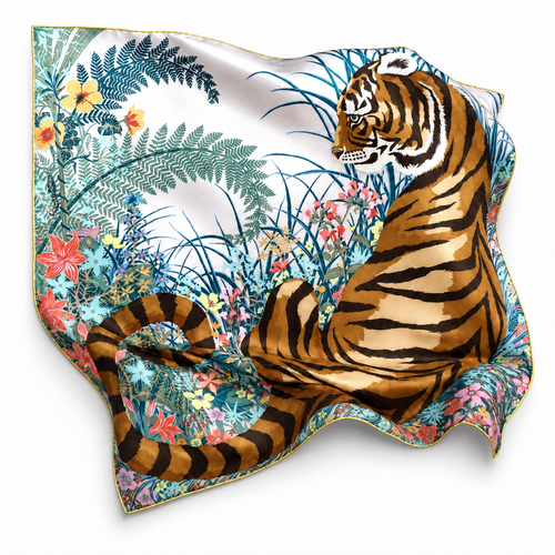 Tyger Tyger Framed Vintage Silk Scarf 32"