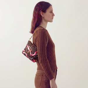 Horsebit Brown Vintage Silk Scarf Crossbody Bag