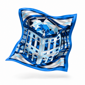 Faubourg en Perspective Framed Vintage Silk Scarf 24"