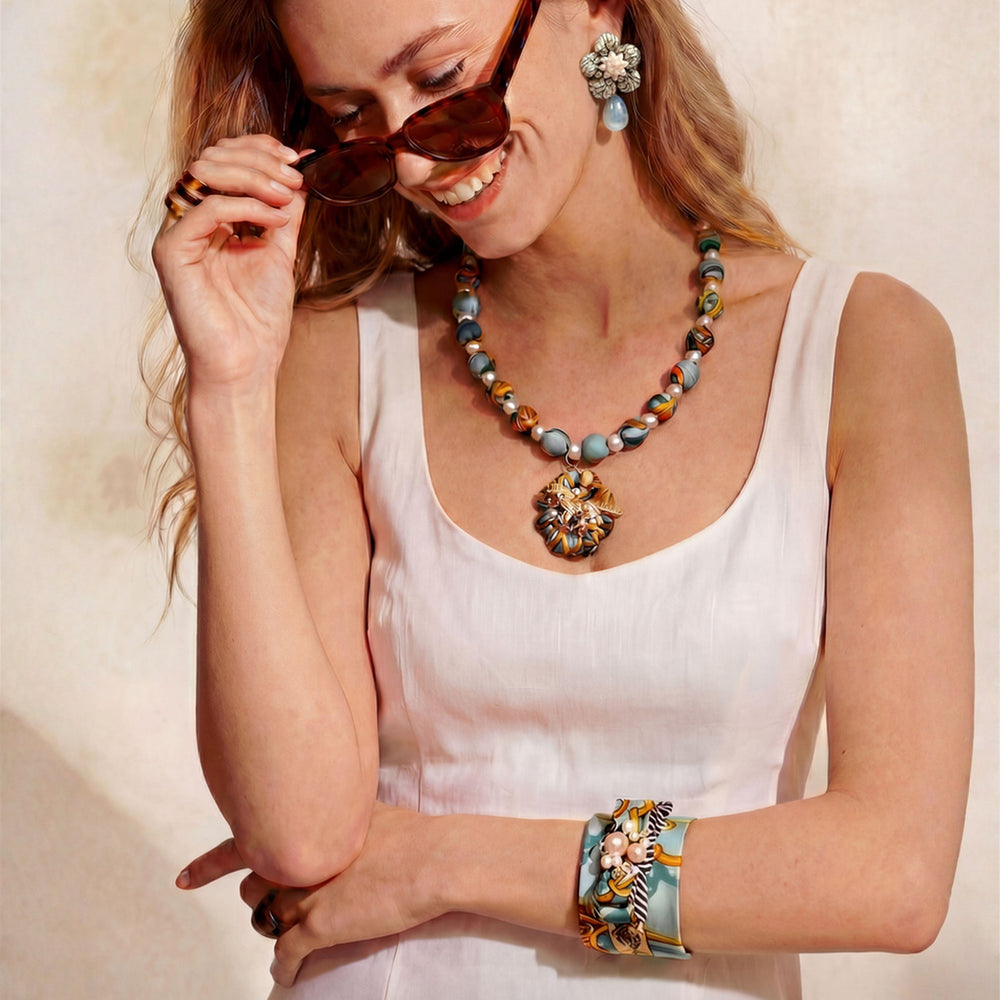 Equestrian Vintage Silk Necktie Drop Earrings