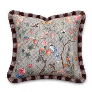 GG Tree of Life Tian Chinoiserie Vintage Silk Scarf Pillows