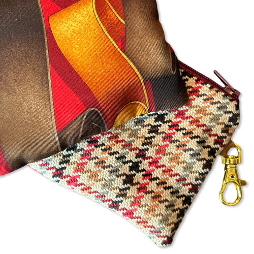 Harness Red Vintage Silk Scarf Coffee Run Keychain Bag