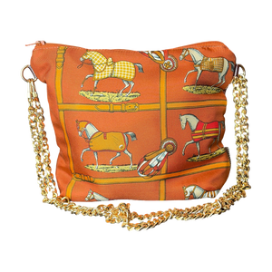 Petits Chevaux Orange Vintage Scarf Crossbody Bag