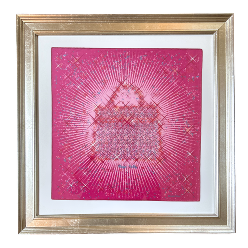 Magic Kelly Pink Framed Vintage Silk Scarf 24"