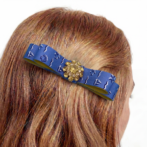 Nautical Print Silk Necktie Hair Clip