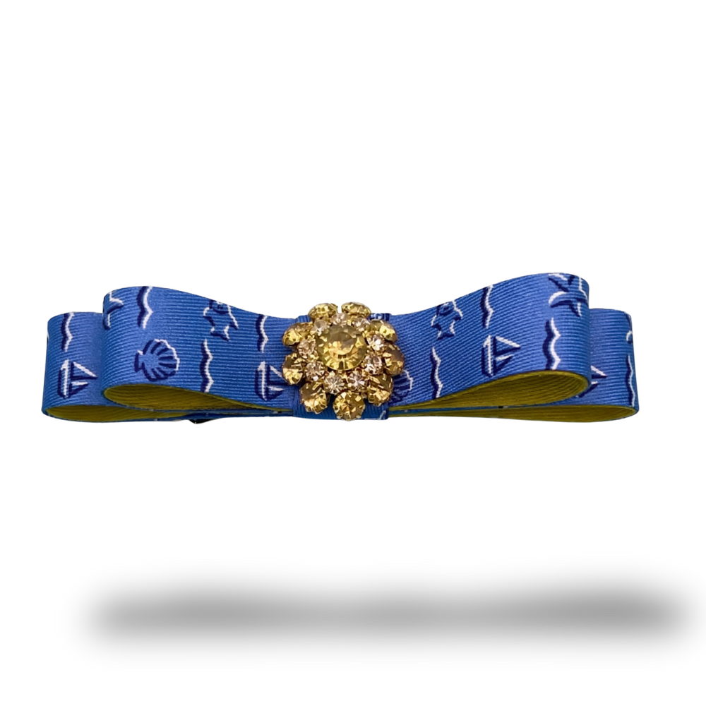 Nautical Print Silk Necktie Hair Clip