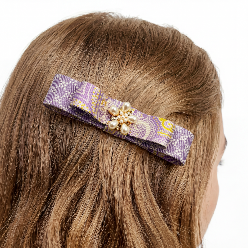 Paisley Print Silk Necktie Hair Clip
