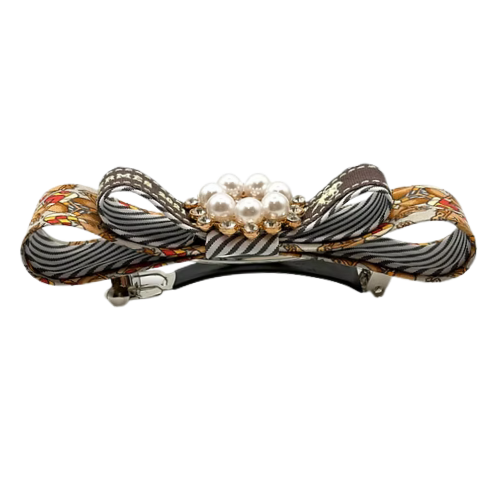 Jockey Print Silk Necktie Hair Clip
