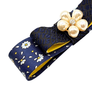 Daisy Print Silk Necktie Hair Clip