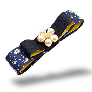 Daisy Print Silk Necktie Hair Clip