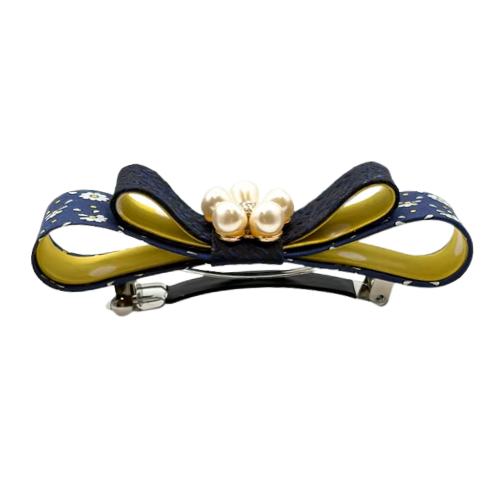 Daisy Print Silk Necktie Hair Clip