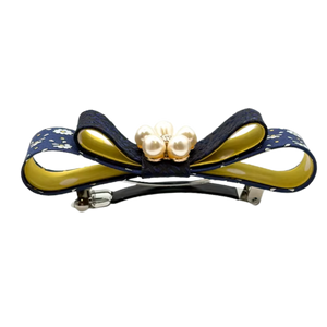 Daisy Print Silk Necktie Hair Clip